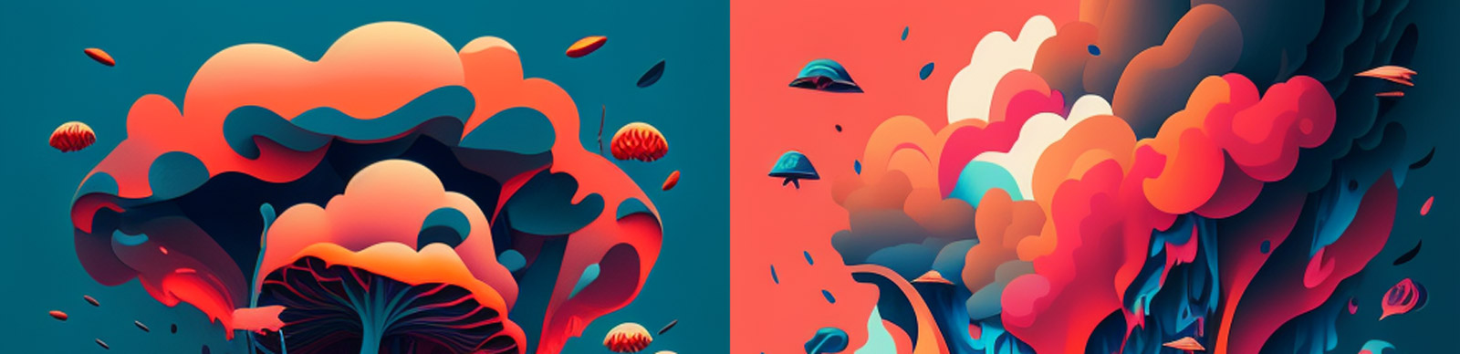 创意蘑菇云火山喷发Midjourney关键词