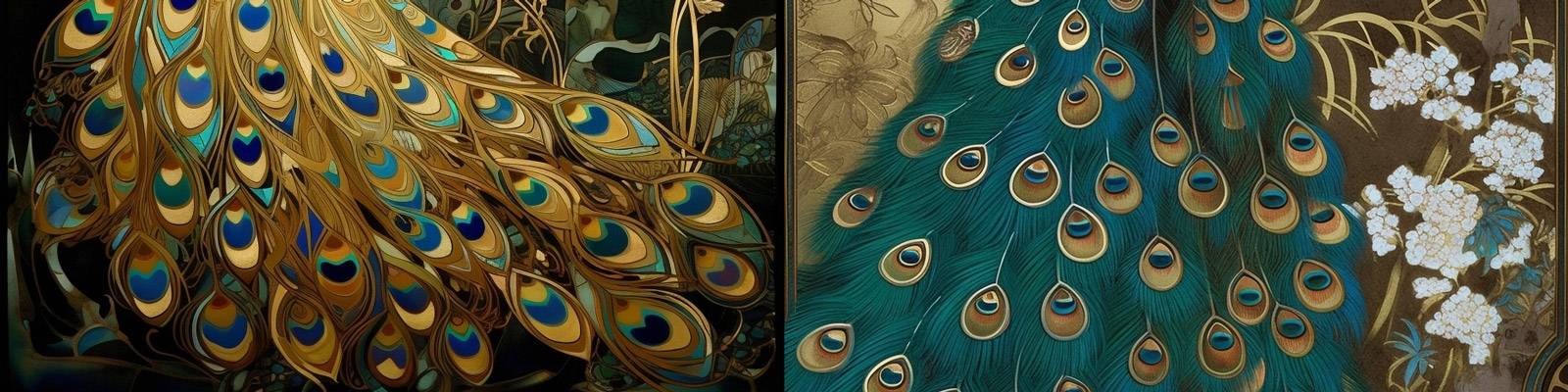 超现实镀金孔雀Midjourney关键词