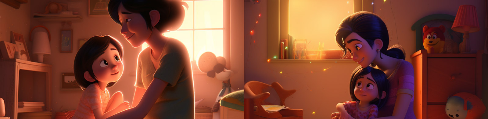 母亲节温馨场景插图Midjourney咒语