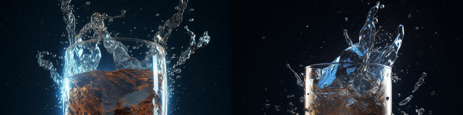 玻璃杯冰镇饮料广告特写midjourney关键词