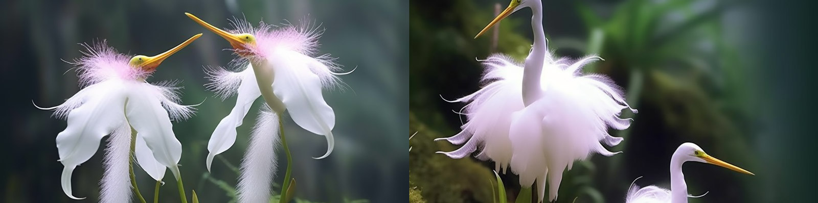 创意白鹭植物鲜花Midjourney咒语