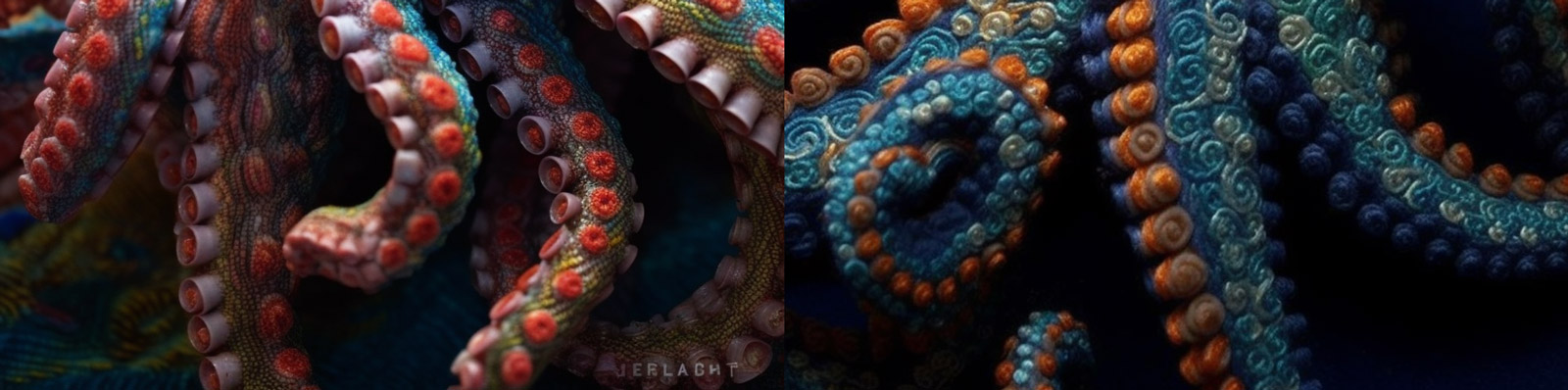 3D刺绣手工章鱼Midjourney关键词