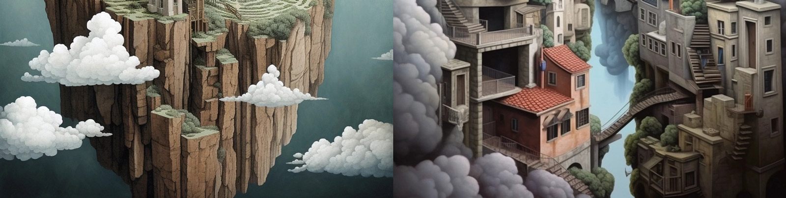 云中超现实城堡建筑Midjourney咒语