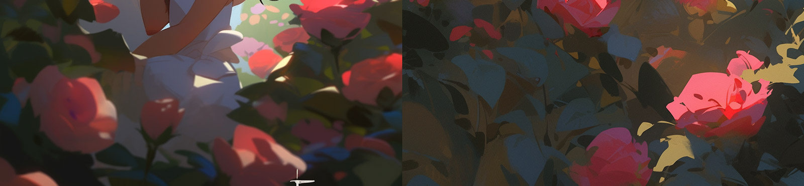 动漫卡通人物花丛Midjourney咒语