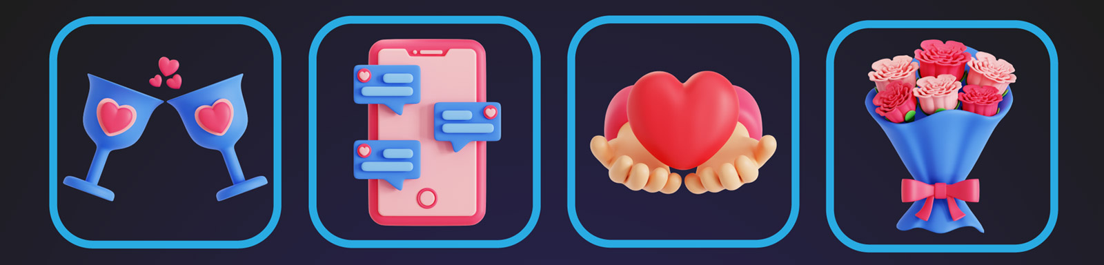 3D情人节元素图标插图Blender