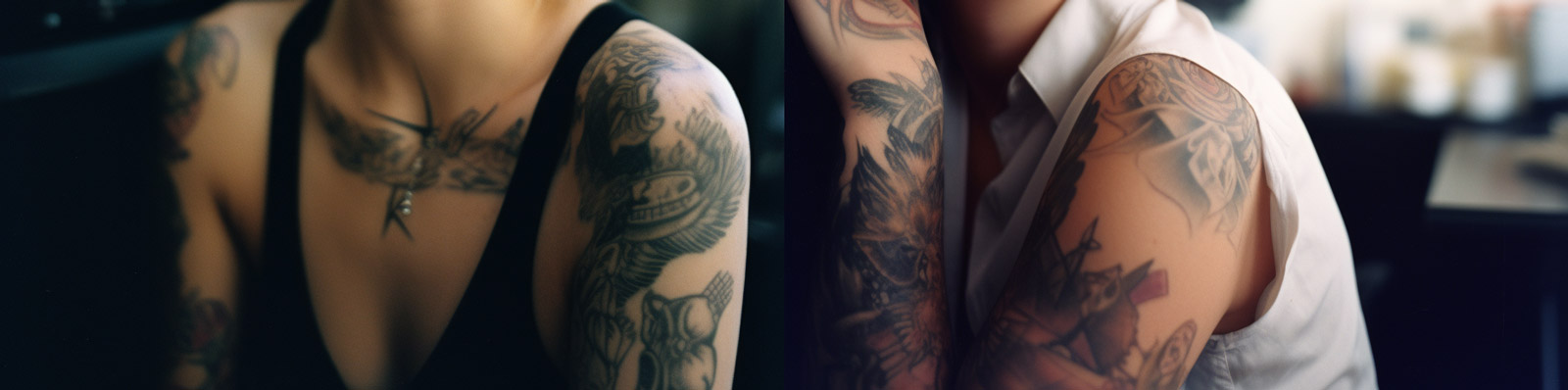 纹身女孩笑容照片Midjourney关键词