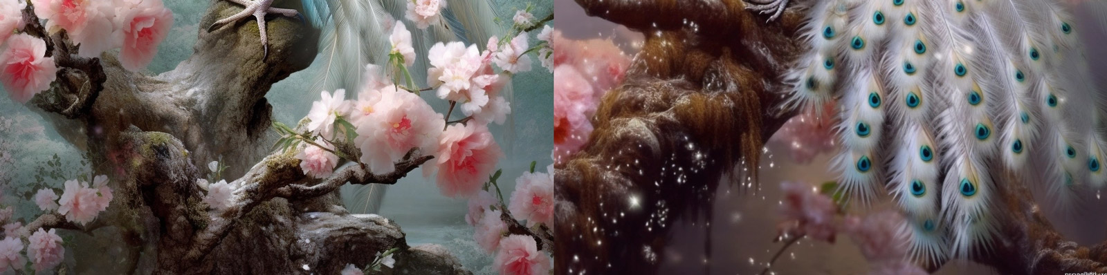 春天美丽的白孔雀midjourney关键词