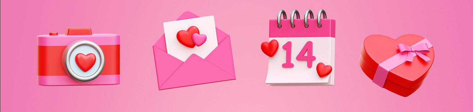  3D情人节元素图标插图Blender