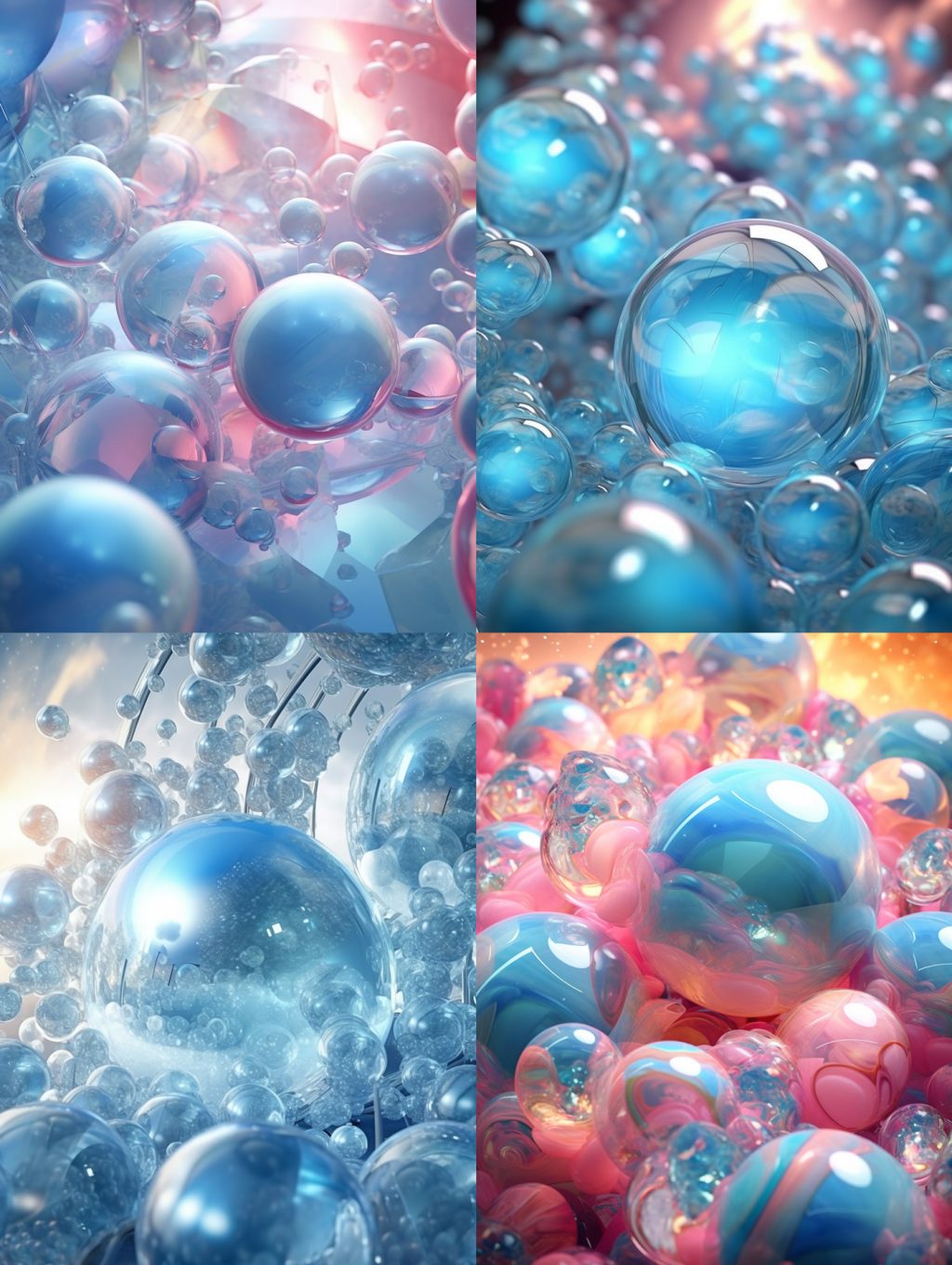 梦幻透明玻璃球气泡Midjourney关键词