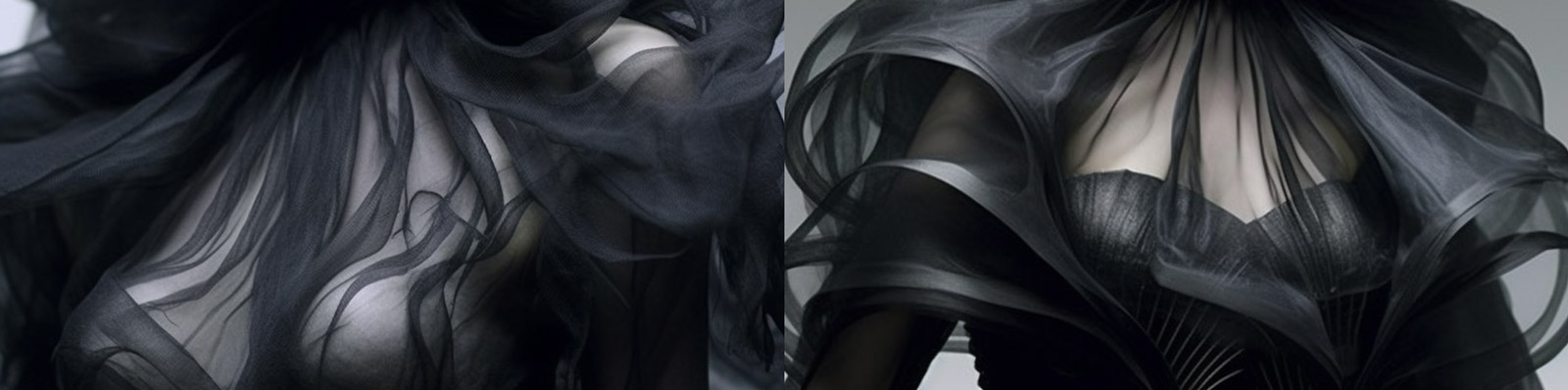 极简黑纱模特摄影Midjourney关键词