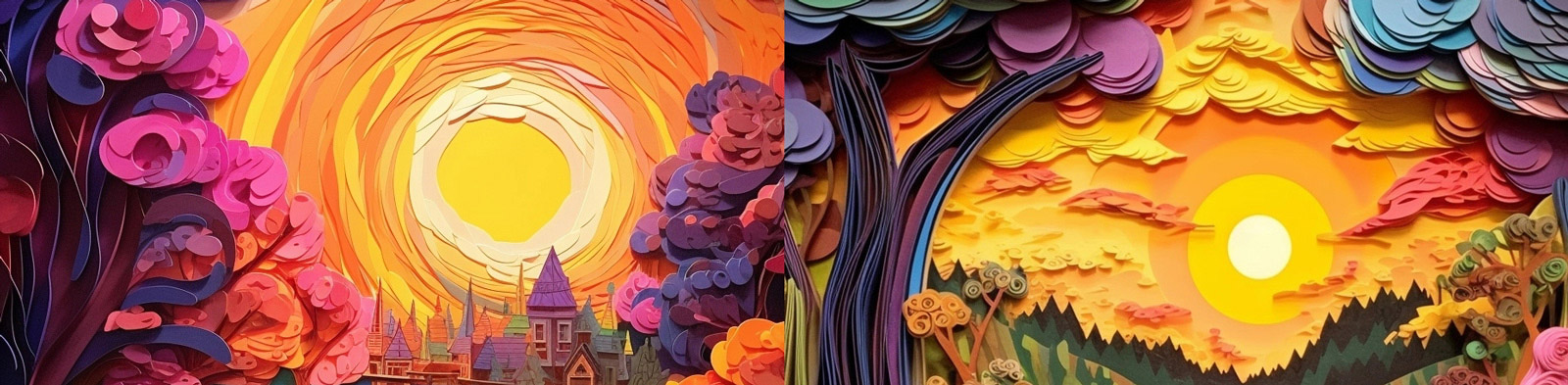 多维纸艺术风景画Midjourney关键词