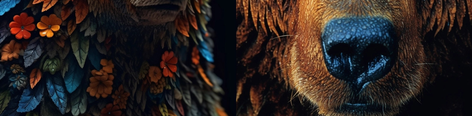 超现实动物熊脸特写Midjourney关键词