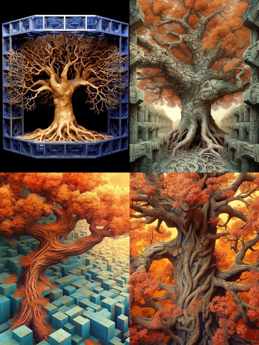 3D立体艺术树木Midjourney关键词