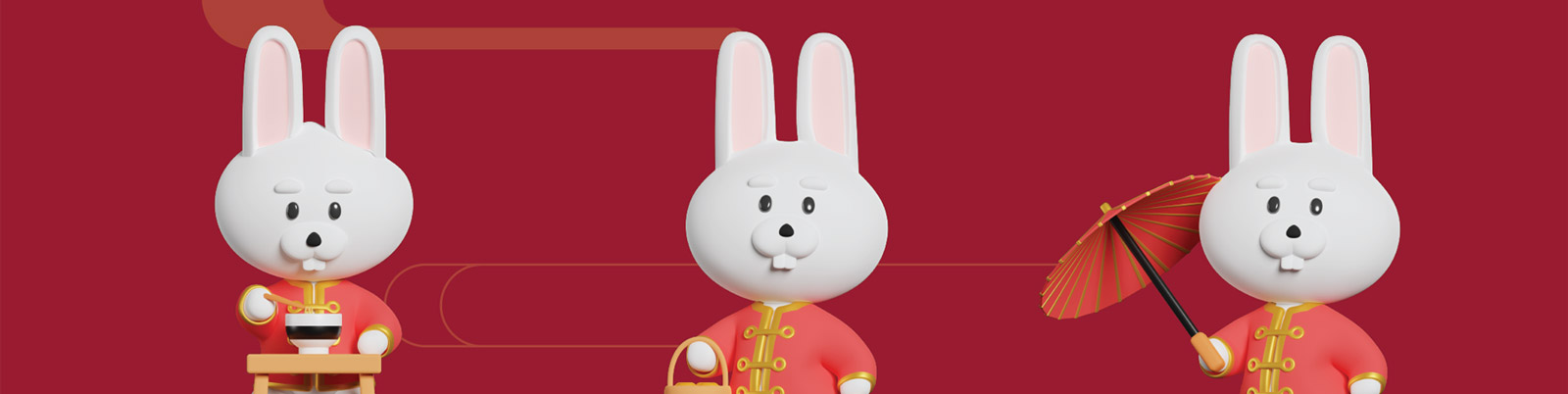  3D红色中国风新年兔子Blender