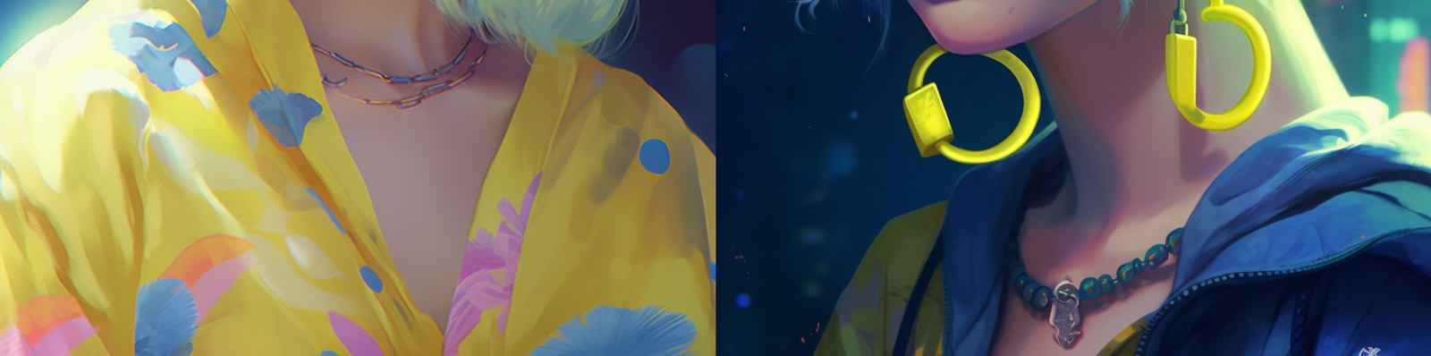 合成波赛博朋克风格动漫角色女孩midjourney关键词