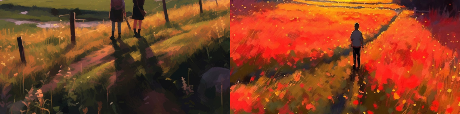 手绘草原美景风景画Midjourney咒语