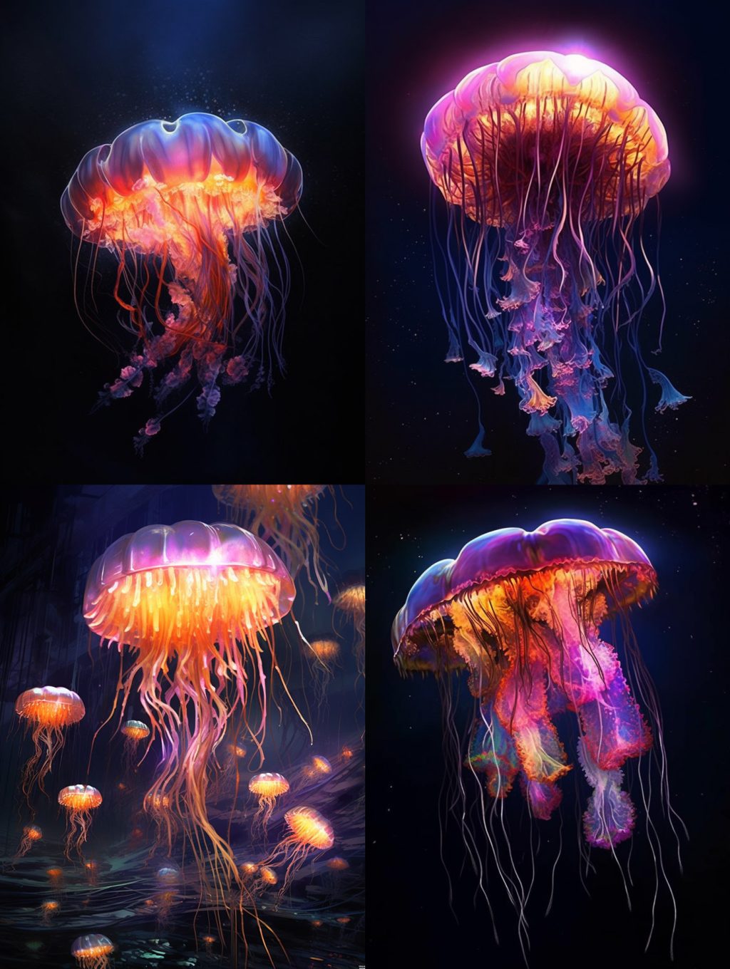 海洋发光水母生物Midjourney关键词