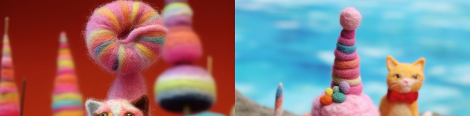 可爱彩色毛线小猫Midjourney关键词