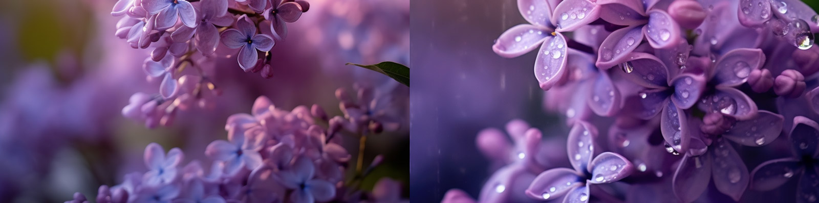 紫色鲜花露珠摄影Midjourney关键词