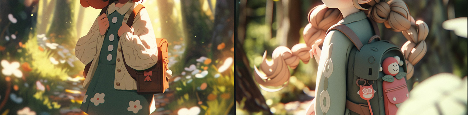 动漫卡通女孩郊游Midjourney关键词