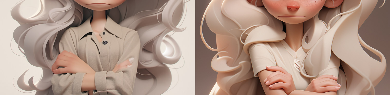 动漫卡通女孩夸张表情midjourney关键词