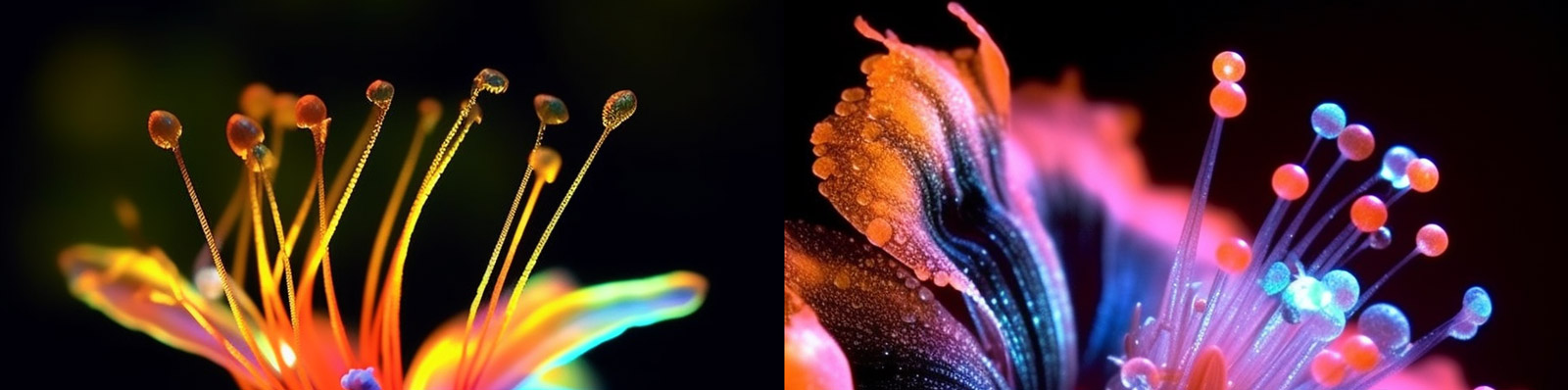 彩色霓虹灯鲜花植物Midjourney咒语