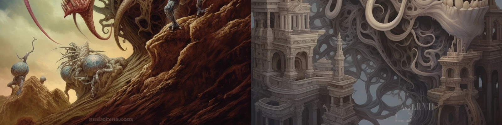 恐怖藤蔓骷髅头骨midjourney关键词