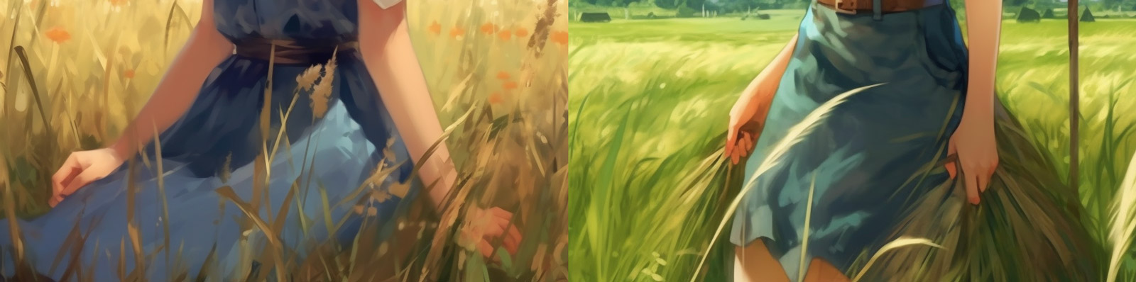 戴草帽的卡通女孩midjourney关键词