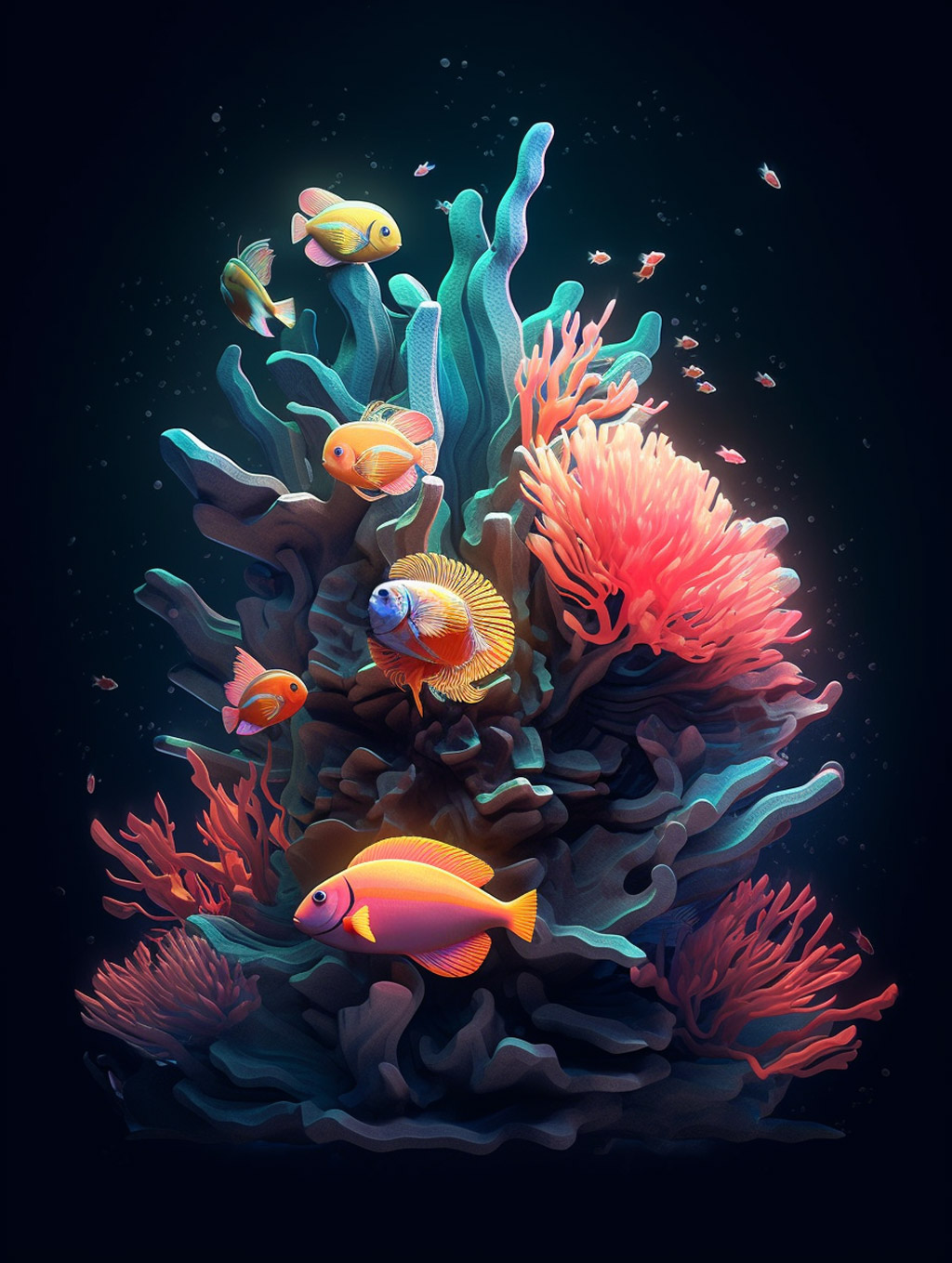 海底世界小鱼珊瑚Midjourney关键词 - Ai宇宙吧--Ai宇宙吧-