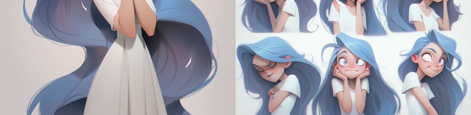 动漫女孩夸张动作表情midjourney关键词