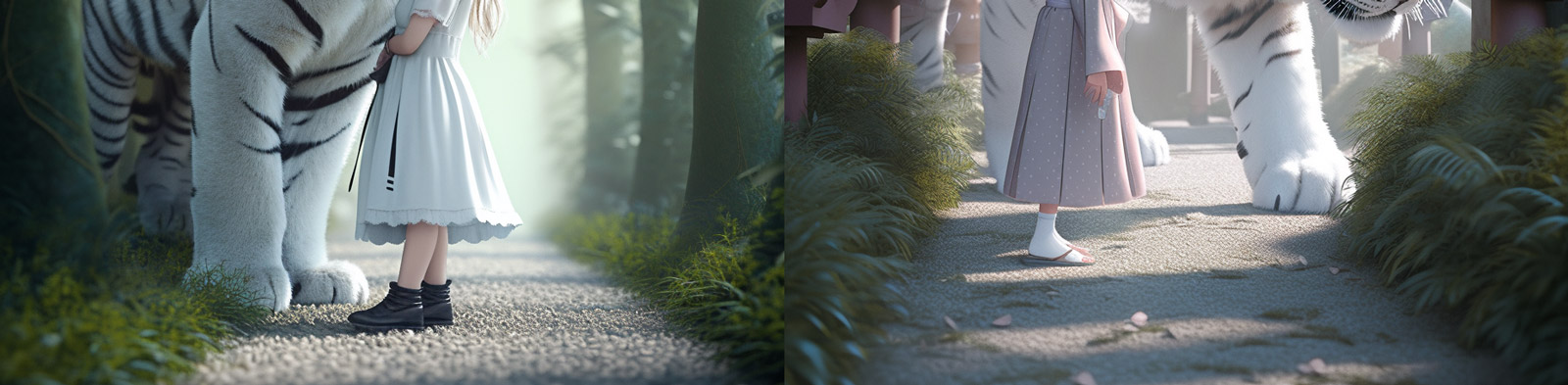 虚拟世界女孩老虎midjourney关键词