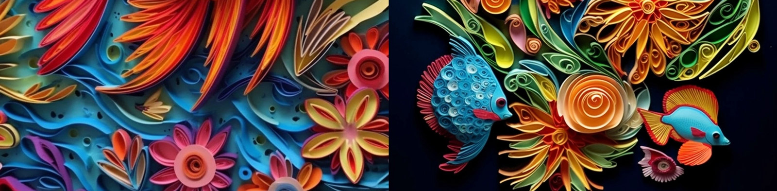 纸艺术热带鱼拼贴画Midjourney咒语