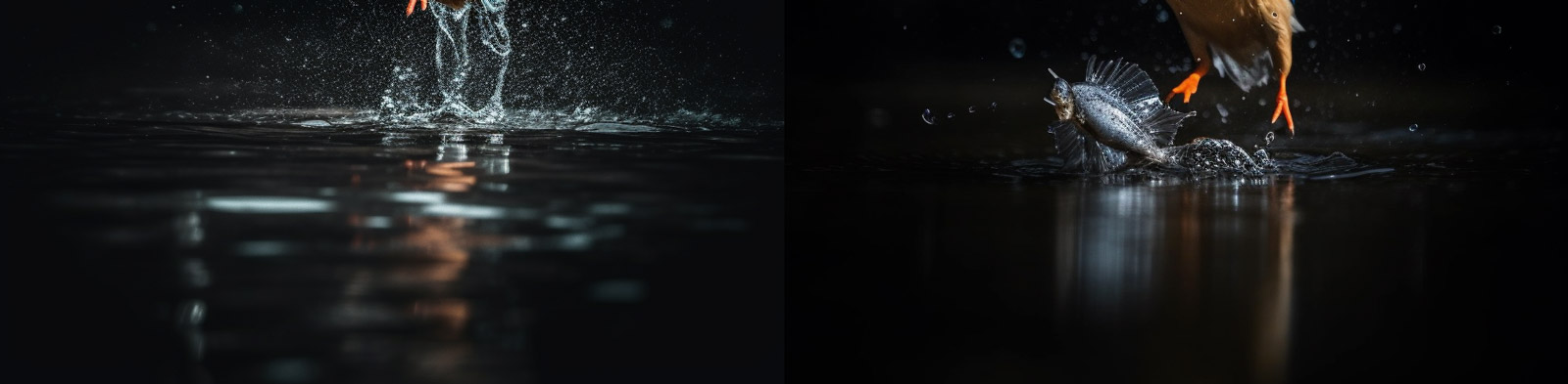 翠鸟捕鱼场景摄影midjourney关键词