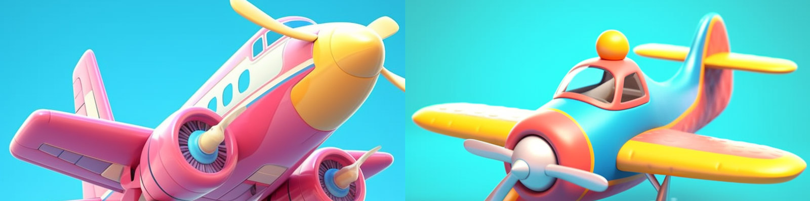 卡通游戏飞机插图Midjourney关键词