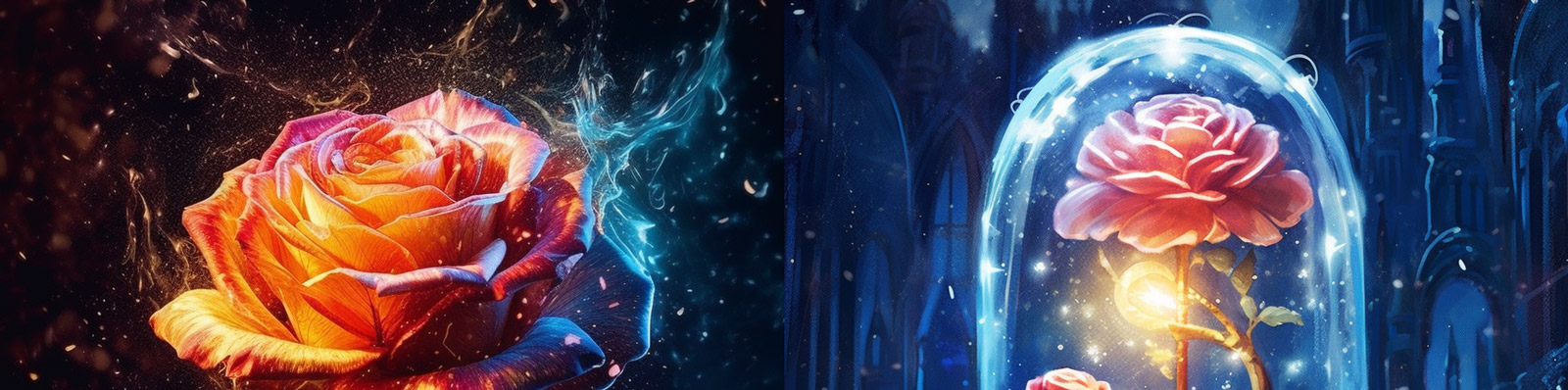 神奇发光玫瑰midjourney咒语