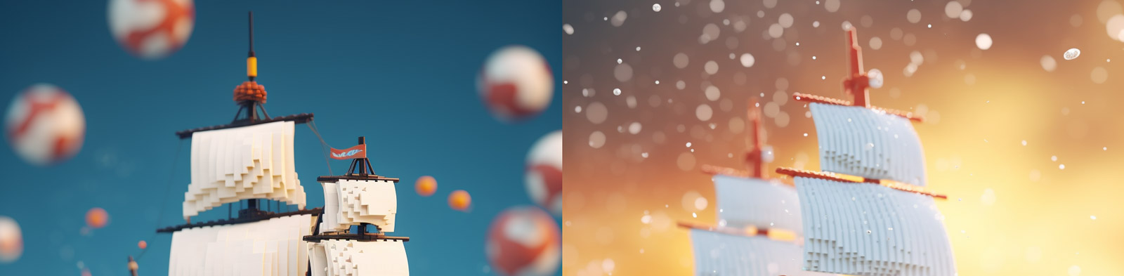 乐高海洋波浪帆船midjourney咒语