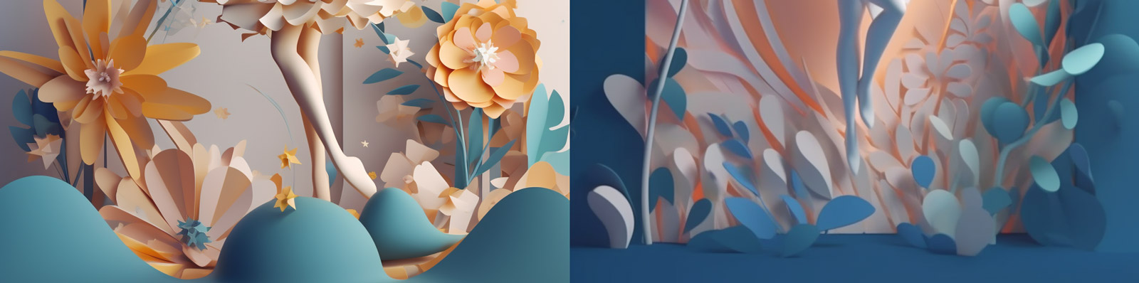 3D剪纸艺术舞蹈女孩Midjourney咒语