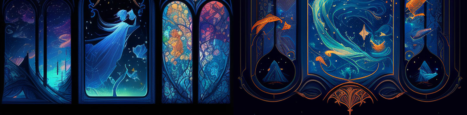 巴洛克彩色玻璃画midjourney咒语