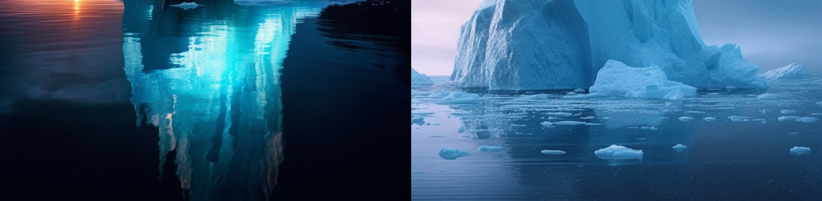 发光的冰山景观Midjourney咒语