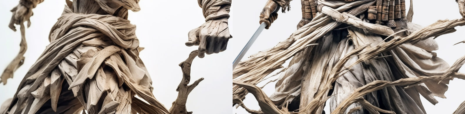 武士木雕人物模型Midjourney咒语