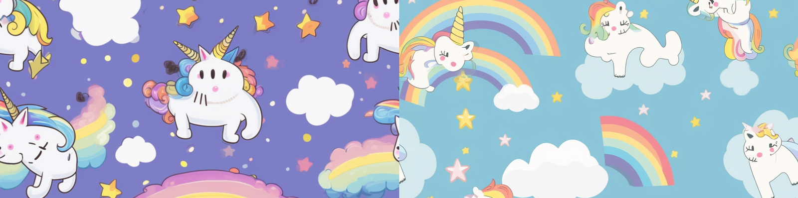 卡通独角兽图案背景Midjourney咒语