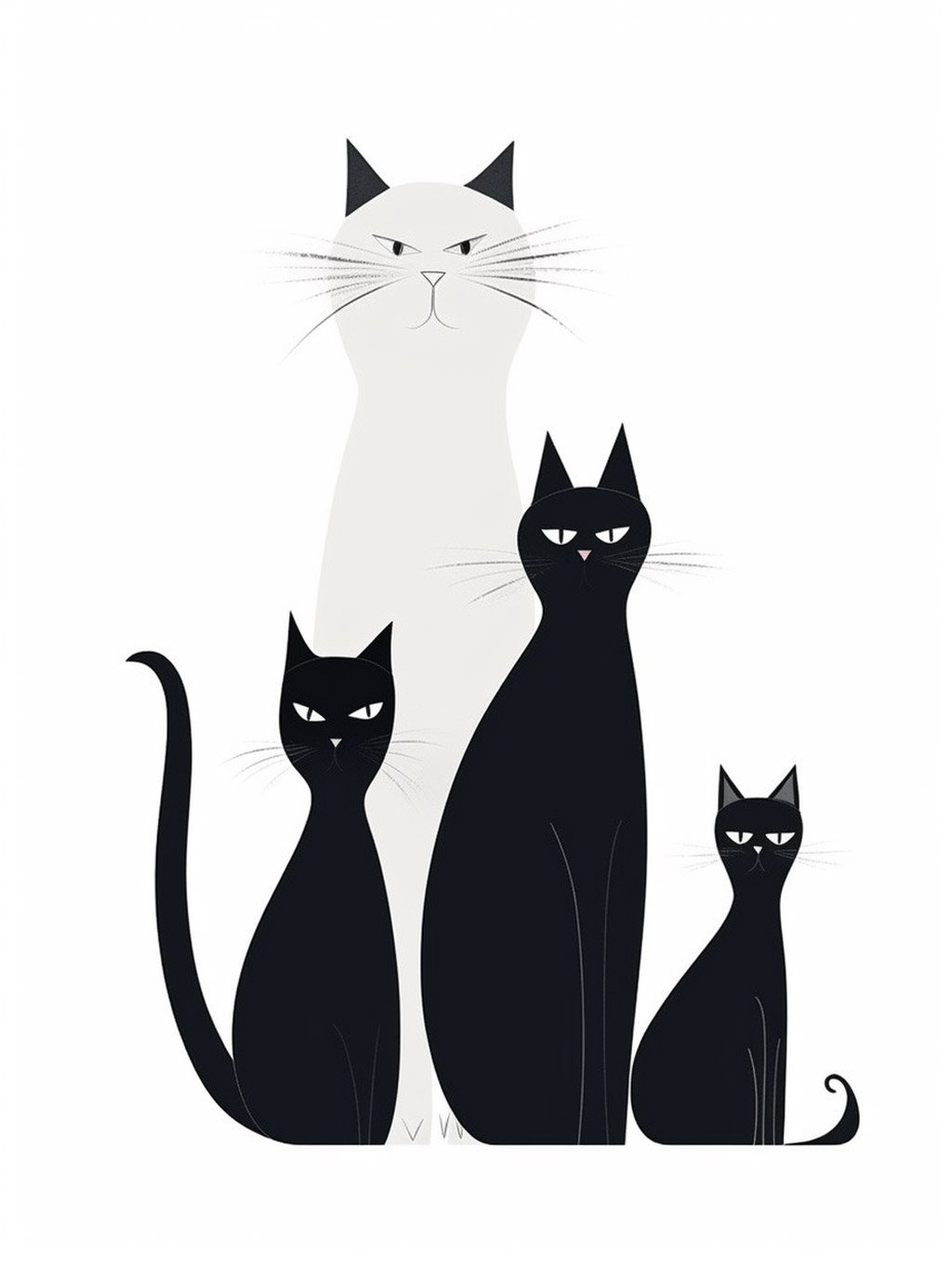 极简主义黑白猫Midjourney咒语 - Ai宇宙吧--Ai宇宙吧-