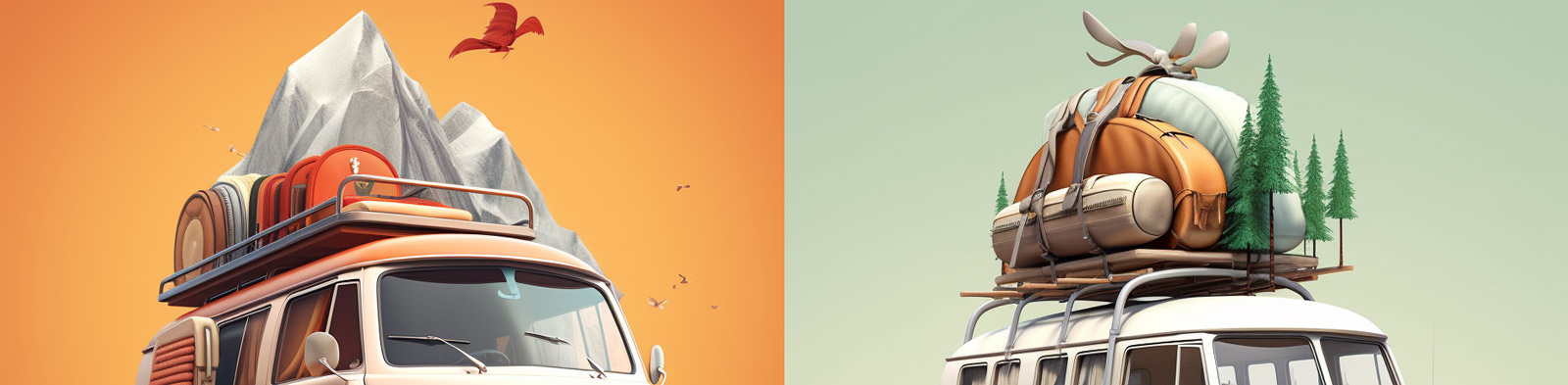 3D冒险汽车巴士Midjourney咒语