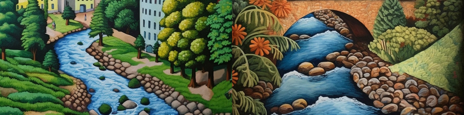 夏天艺术小镇建筑Midjourney关键词