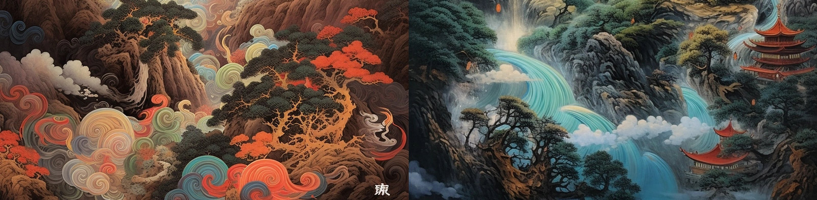 中国风山水祥云风景Midjourney关键词