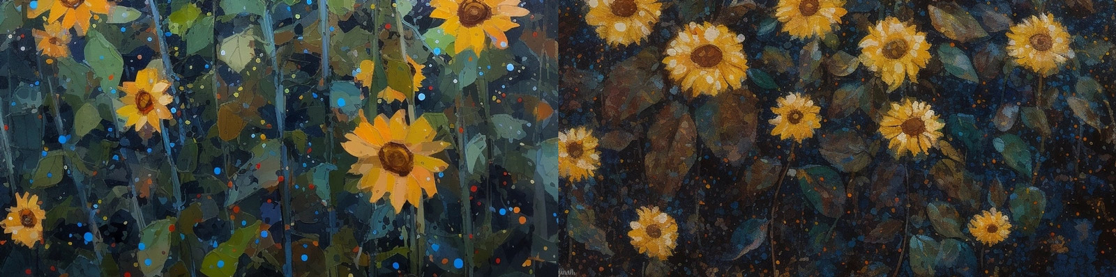 花园向日葵油画Midjourney咒语