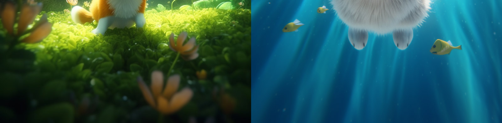 创意水下狗狗柯基犬Midjourney咒语