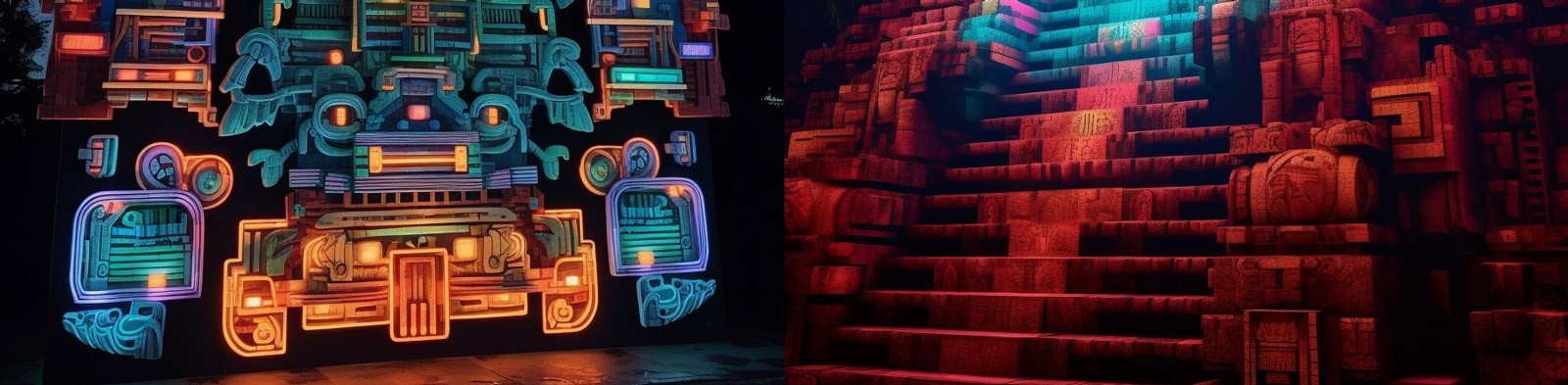 全息朋克古玛雅城市Midjourney咒语