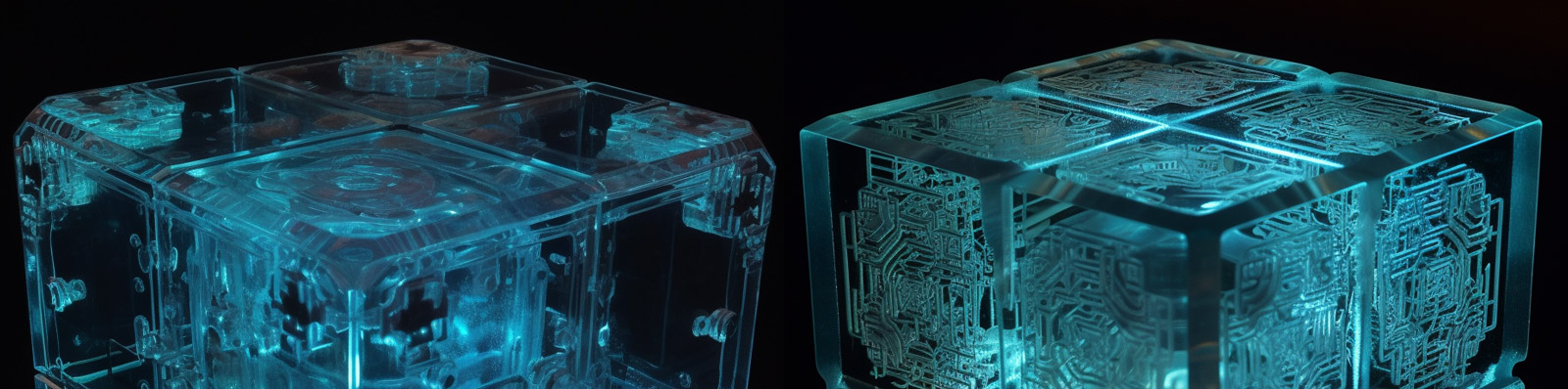 科技透明立方体midjourney咒语