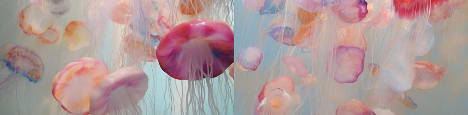 莫奈风格水母油画Midjourney咒语